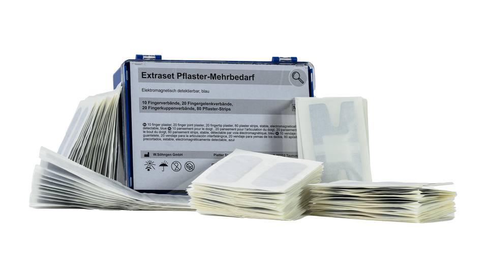 Plástrakassi blár með 130 matvælaplástrum